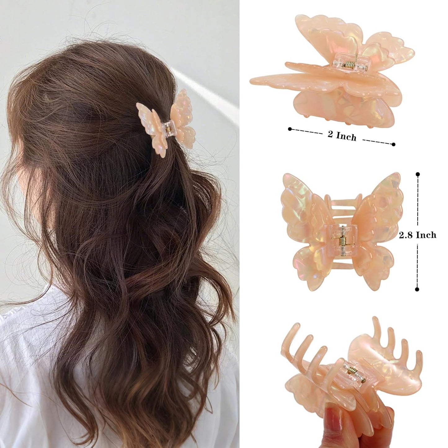 NAISIER Butterfly hair clips Butterfly claw clips for women girl cute Hair Accessories for Girls & Women.(Orange green purple)