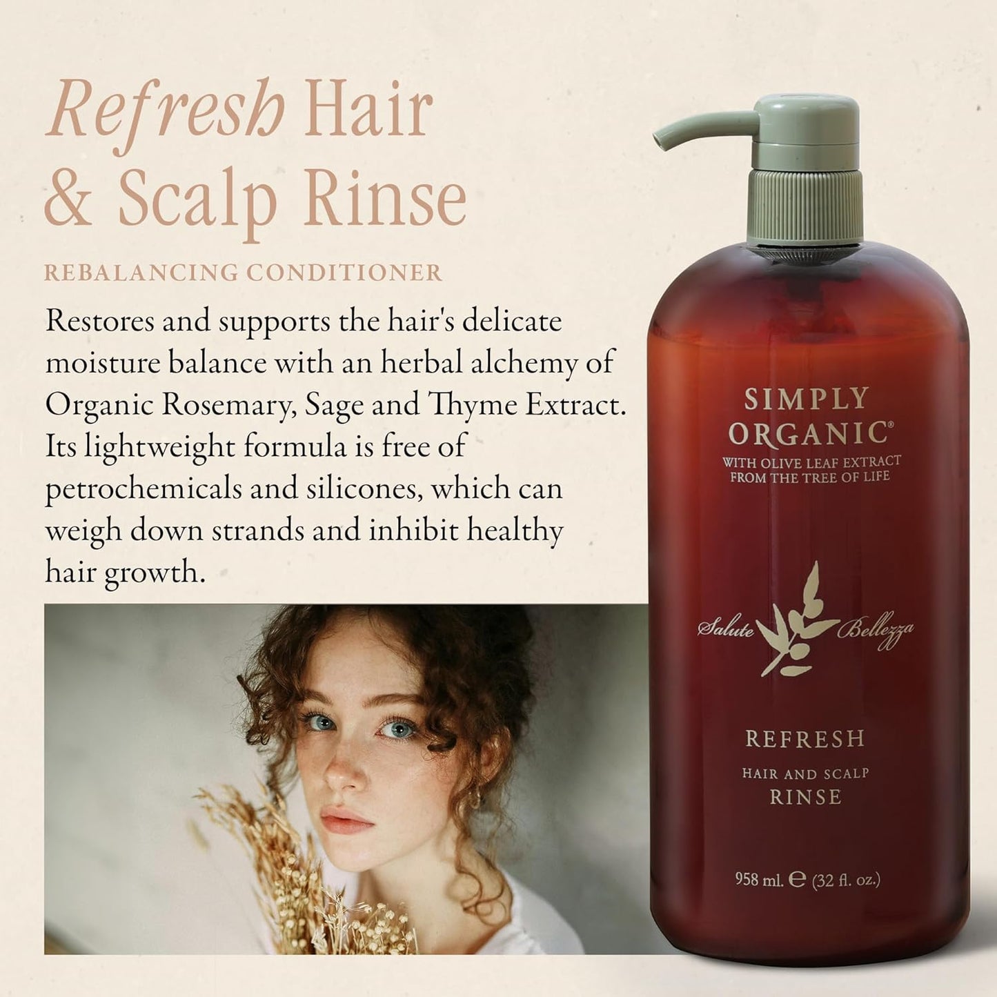 Hair Detox Clarifying Deep Conditioner Scalp Rinse, Made in Italy, All Natural Cruelty Free Hair Care for Women & Men, Rosemary, Sage & Olive Leaf Extract with Pump, 32 fl oz/958 ml, REFRESH