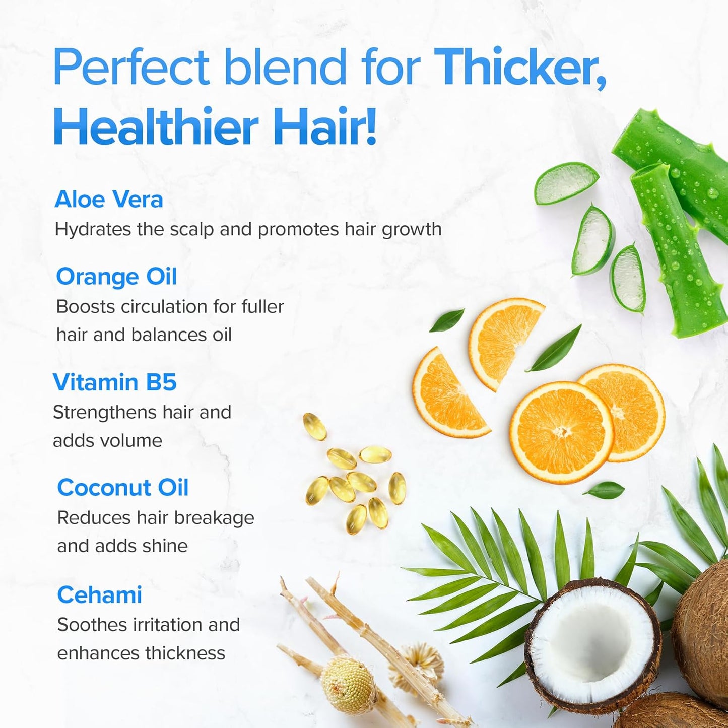 Hair Growth Shampoo for Thining and Hair Loss - Sulfate Free for Men and Women - Shinier, Volumizing and Thickening Shampoo for Color Treated Hair with Aloe Vera (16oz)