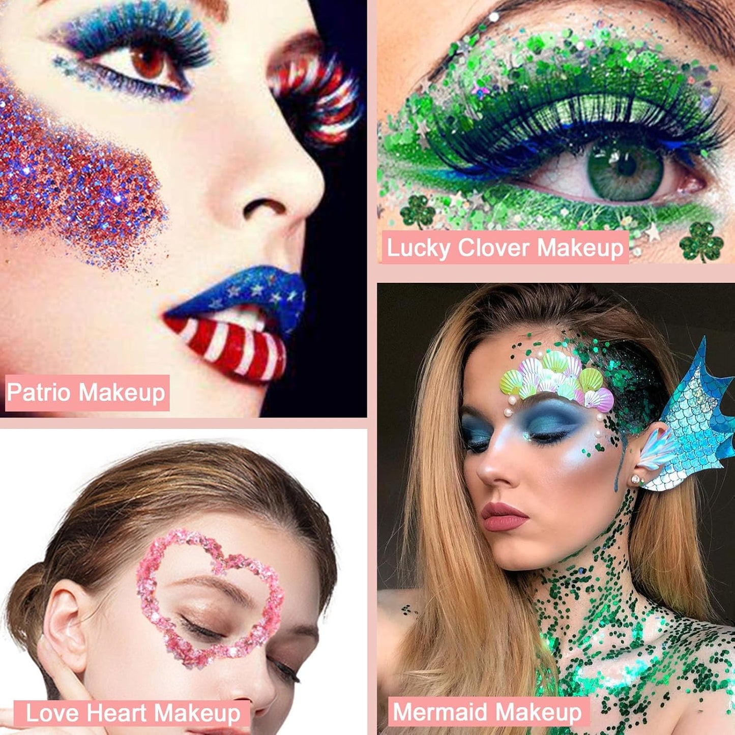 Boko 50ML Red White Blue Body Glitter Gel, 4th of July Chunky Glitter for Face Hair Body Pride Makeup, Patriotic Glitter for Independence Day Memorial Day Veterans Day Flag Party Rave Accessories