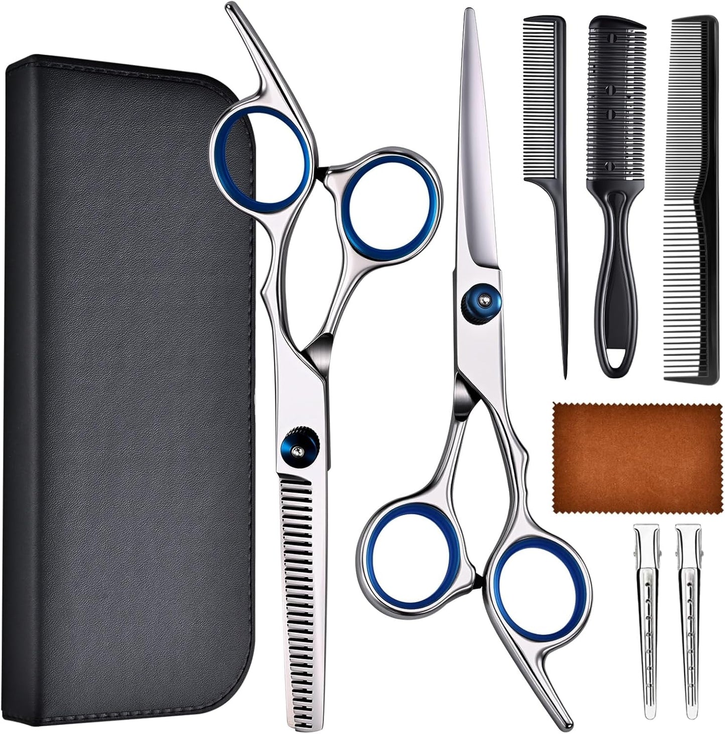 Hair Cutting Scissors Set, Professional Stainless Cutting Hair Scissors, Barber Hair Cutting Scissors Thinning Shears Sharp Blades Hairdresser Haircut for Women/Men/kids, LFJ1234