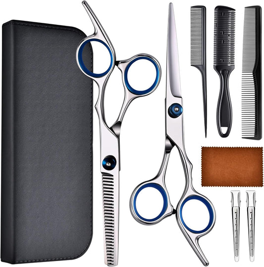 Hair Cutting Scissors Set, Professional Stainless Cutting Hair Scissors, Barber Hair Cutting Scissors Thinning Shears Sharp Blades Hairdresser Haircut for Women/Men/kids, LFJ1234