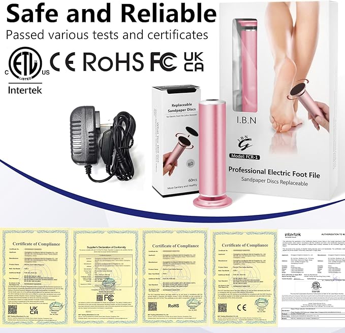 Electric Foot File Callus Remover for Feet, Adjustable Speed Foot Sander Grinder Professional Pedicure Tools for Dead Skin Heel Calluses with Replaceable Sandpaper Discs (Upgraded FCR-1 Pink)