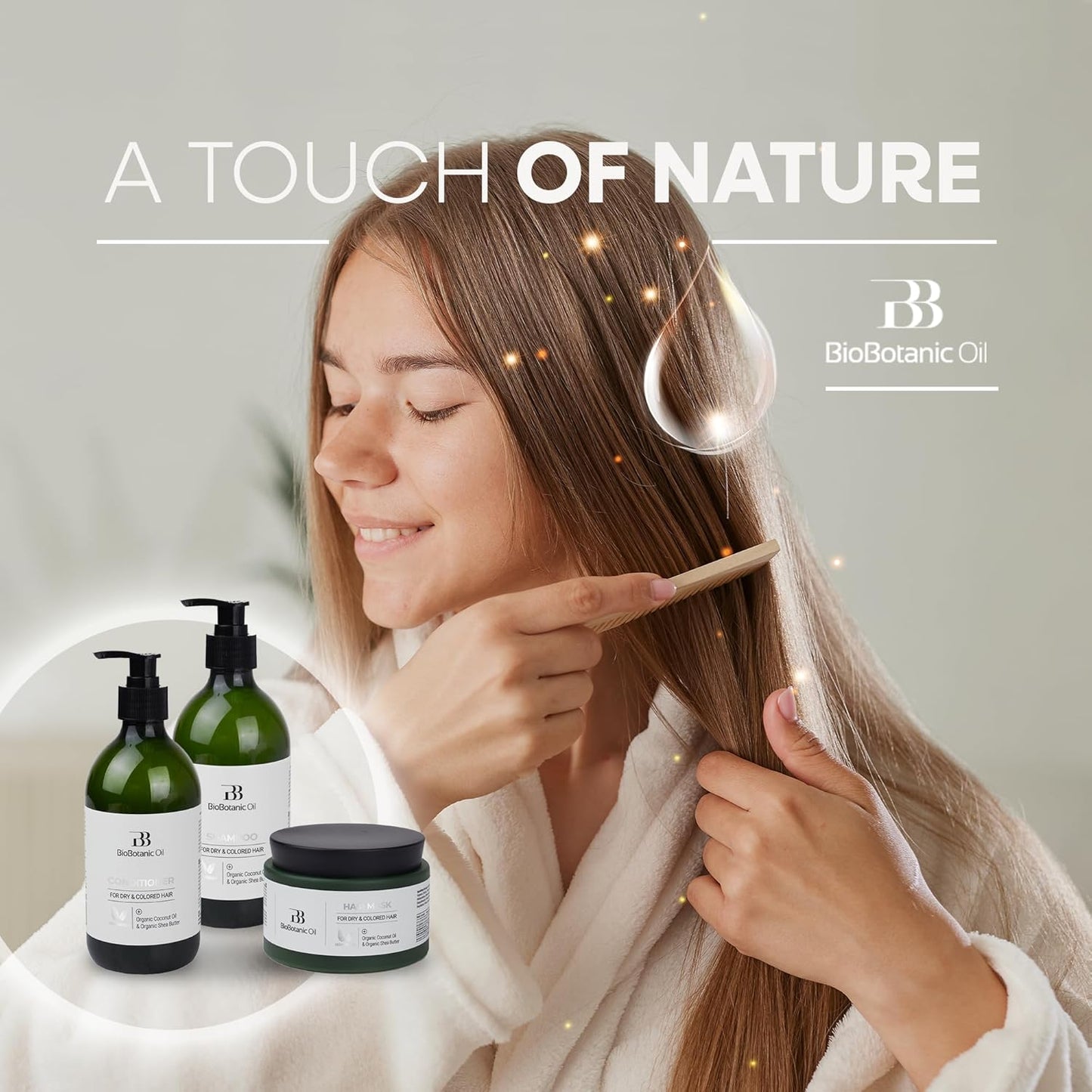 Bio Botanic Oil Range – Moisturizing Hair Mask for Colored, Dry & Damaged Hair with Organic Coconut Oil & Shea Butter, SLS-Free Deep Conditioning Treatment, Restores Shine & Protects Color