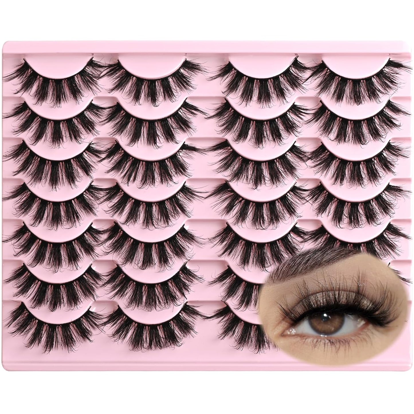 FARRED Lashes False Eyelashes Wispy Mink Lash Strips Natural Doll Eye Fake Eyelash Fluffy Wispies D curl Spiky Eye Lash Pack Easy Manga Lashes for Beginners (F6 | 11-17mm)