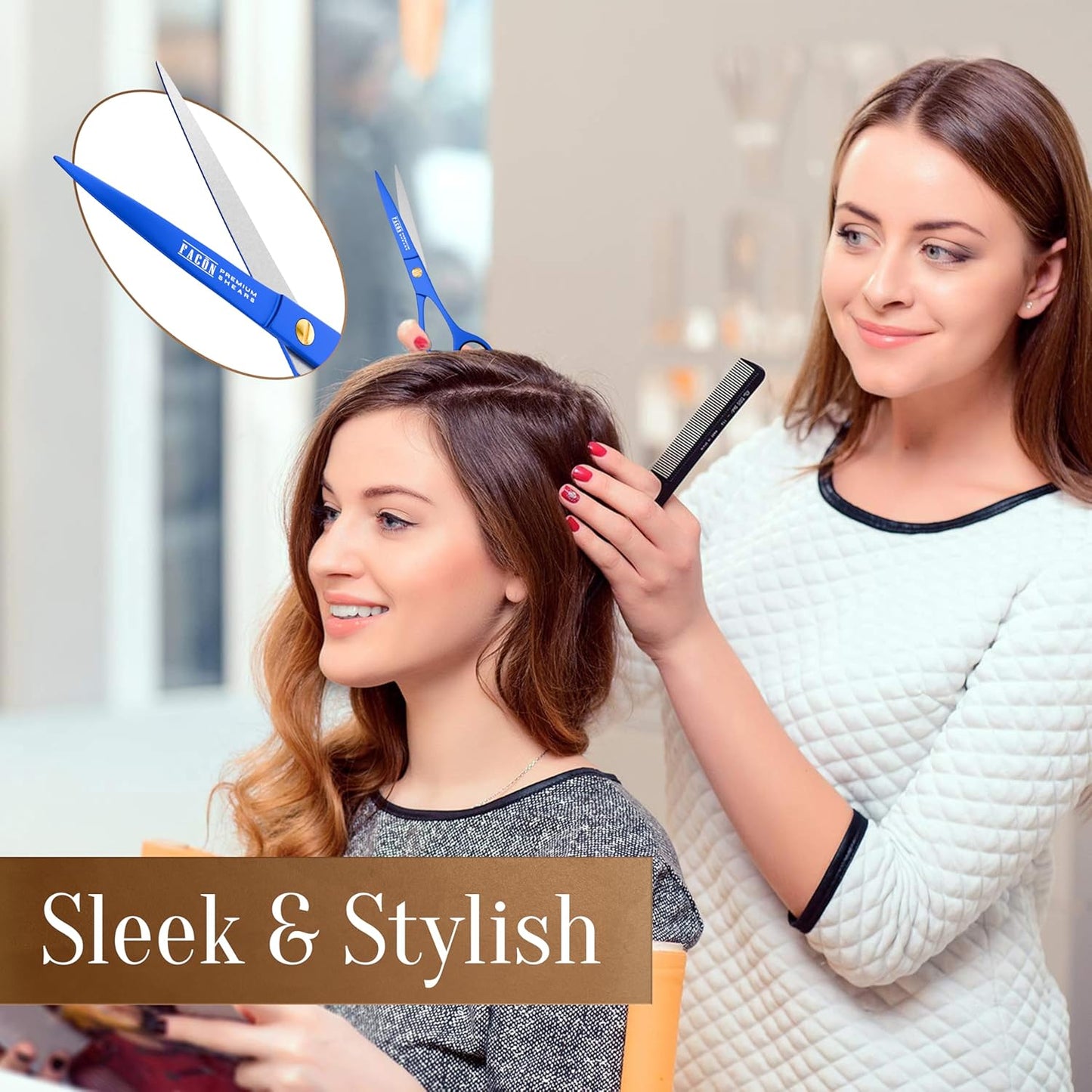 Facón Hair Cutting Scissors - Professional Hair Scissors 6.5 Inch Razor Edge Barber Shears Salon Hair Cutting Shears - Japanese Stainless Steel - Precision Cutting Premium Shears for Men, Women & Kids