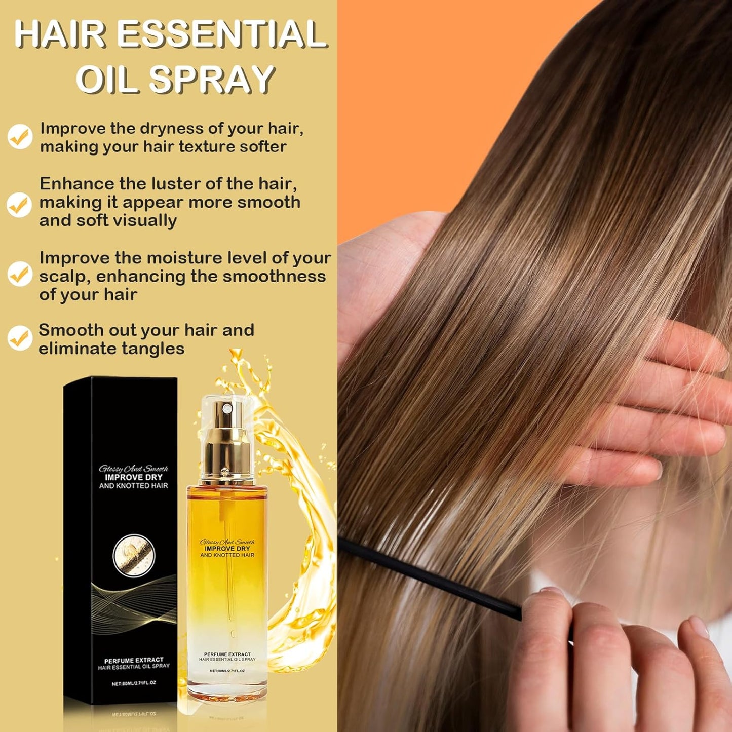 Hair Treatment Oil, Clear Hair Oil Spray Improve Dry and Frizzy Hair, Curly Hair, Detangling, Styling and Moisturizing - for Women & Men Daily Care