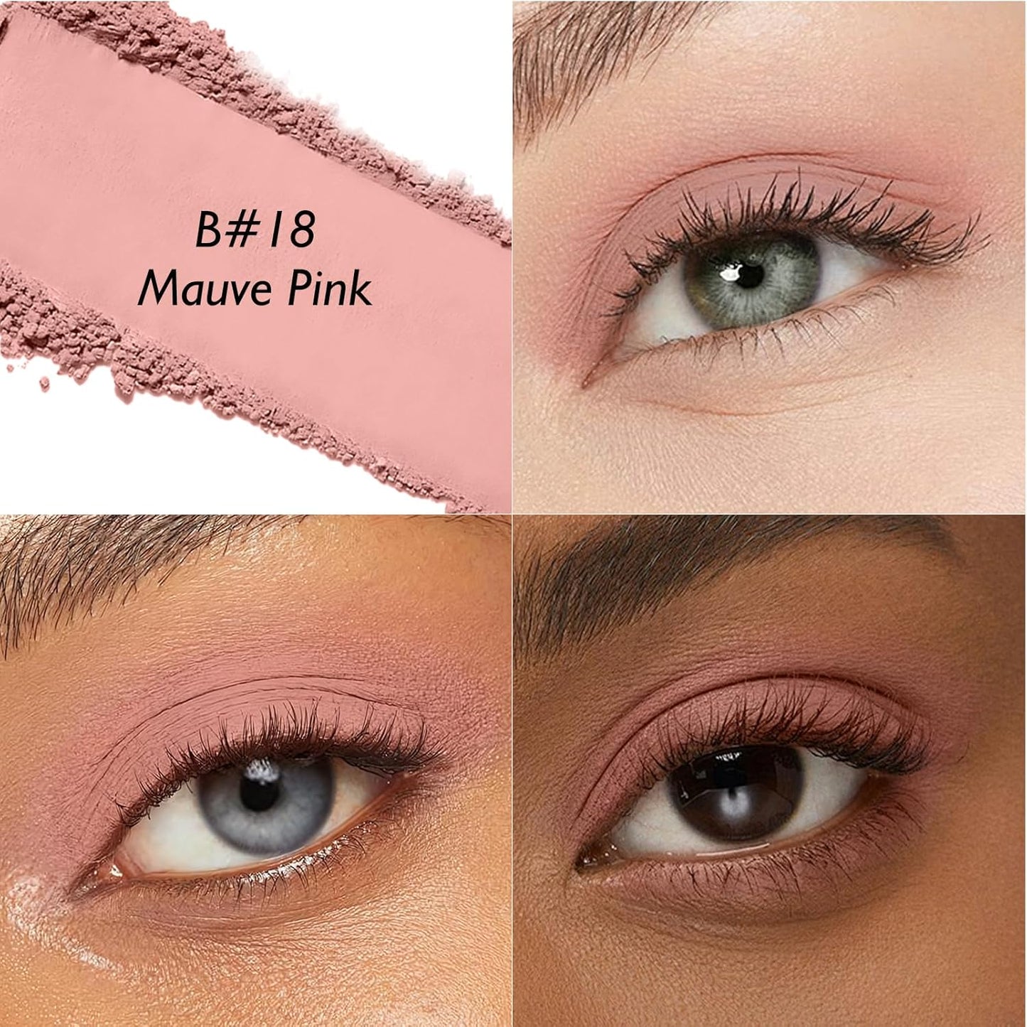Mauve Pink Matte Eyeshadow, Velvet Eye Shadow Pressed Powder Makeup Smokey Eye Eyeshadow Palette High Pigment Long Lasting Blendable Compact Mini Monochrome Eyeshadow, #18