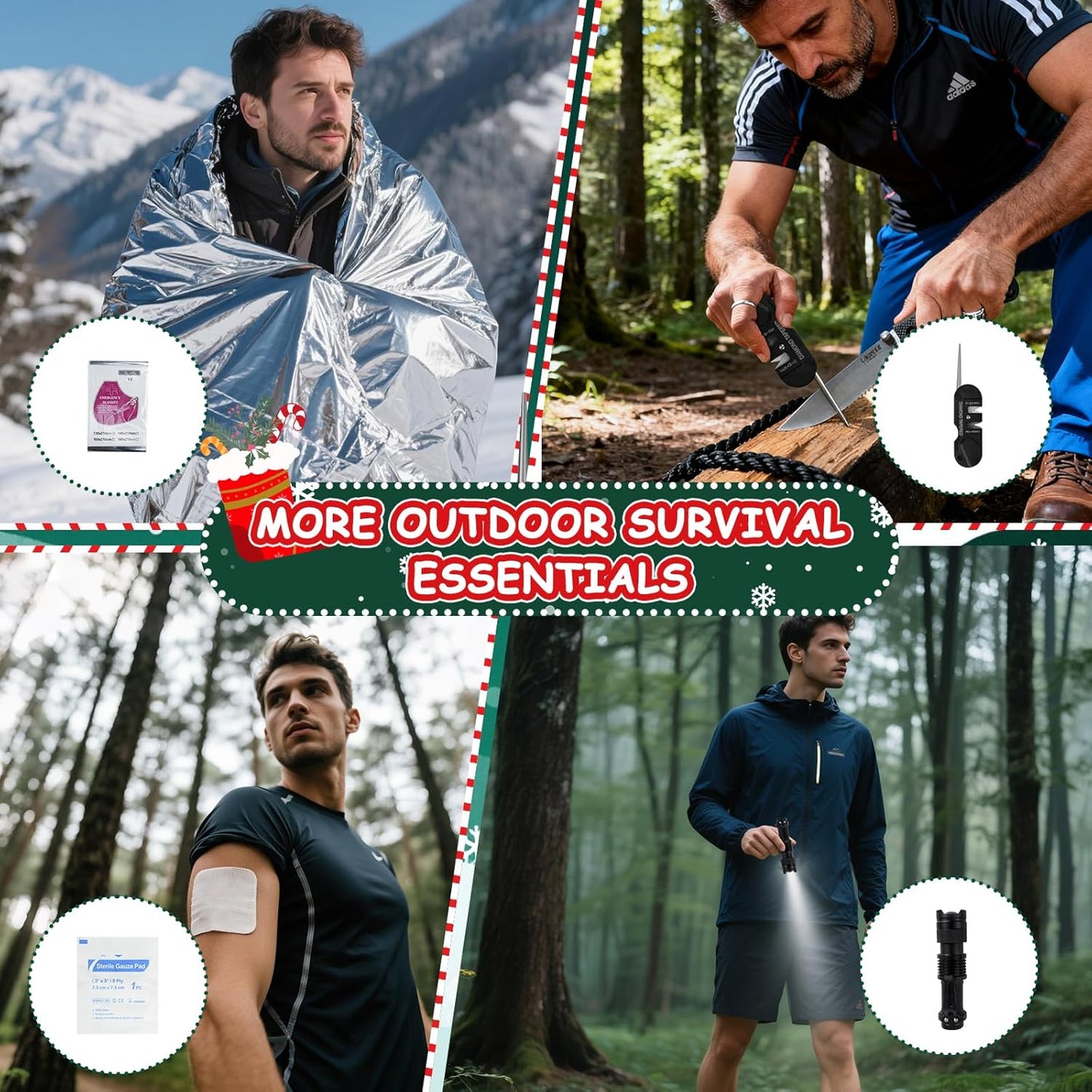 Survival Kit Advent Calendar 2025 - Christmas Countdown Calendar 24 Days, Advent Calendar for Men Adults Teen, Cool Emergency Survival Gears for Outdoor Camping Fishing Hunting Adventure