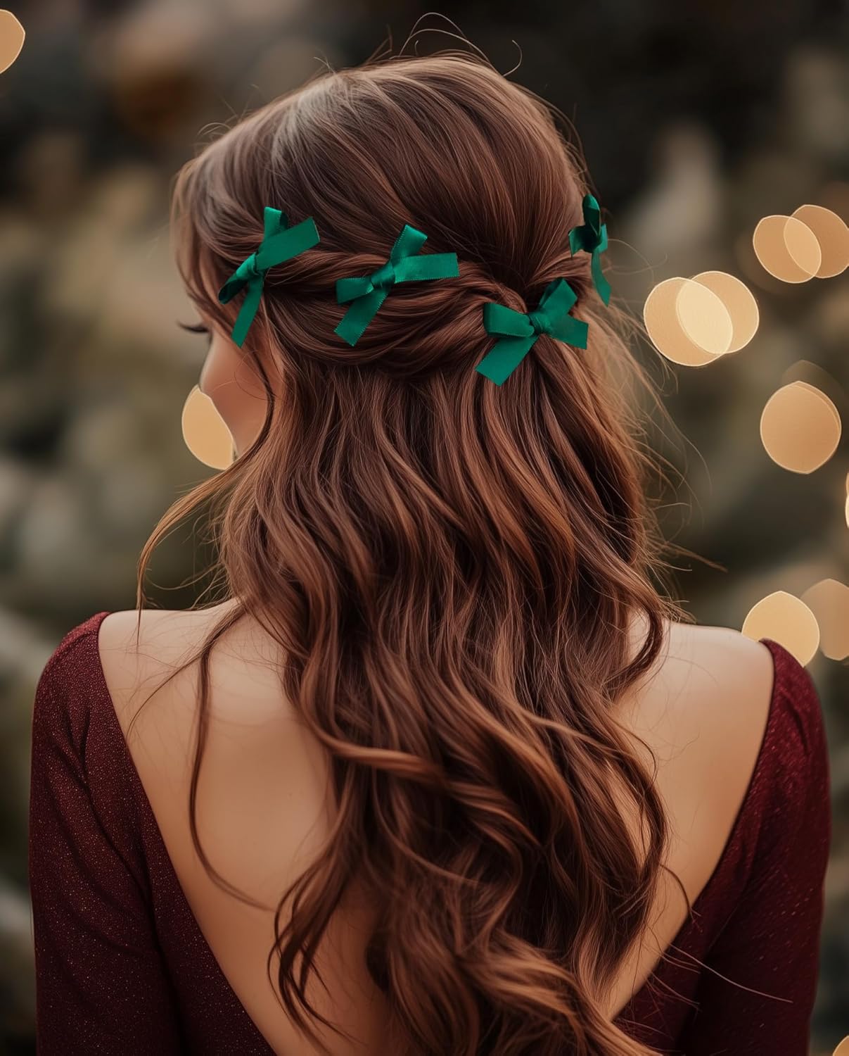 24 PCS Small Hair Ribbon Bow Clips for Women, Girls, Teens, Toddlers, Baby, Romantic Red Blue Green Brown Coquette Barertte Hair Clips Accessories