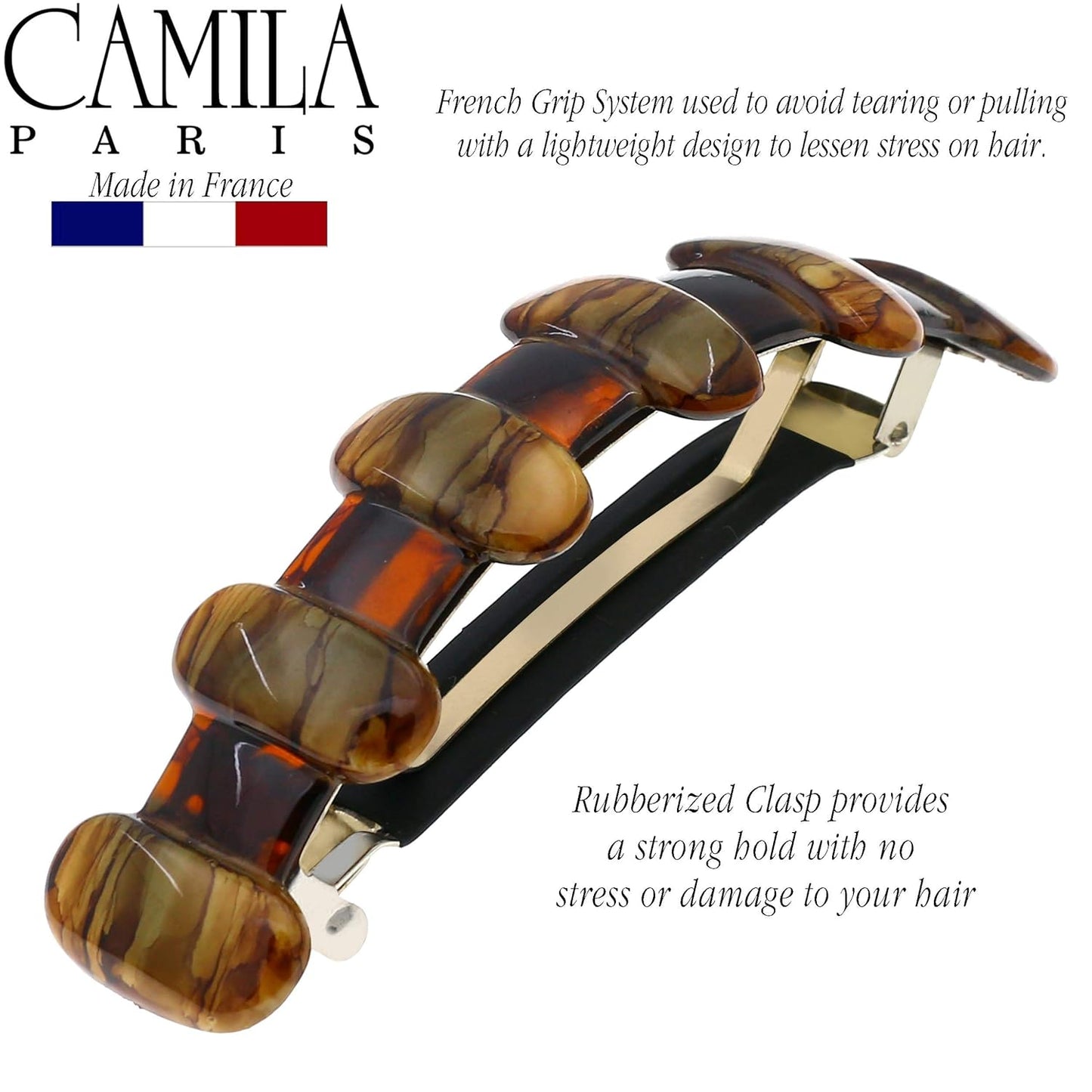 Camila Paris MP802 French Hair Barrette Clip for Girls for Thick Curly Wavy Long Hair, Strong Hold Grip Hair Clips for Women, Automatic, No Slip Durable Styling Girls Hair Accessories, Made in France