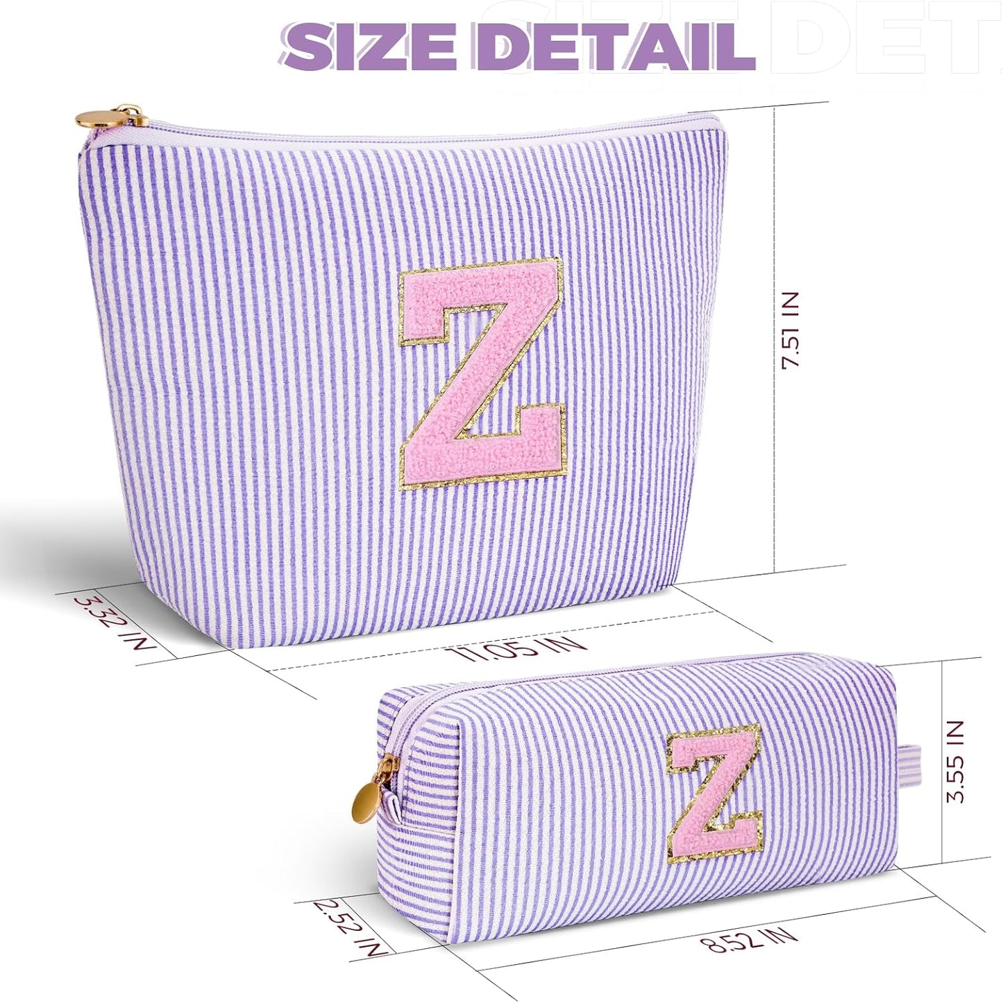 Personalized Makeup Bag for Women Girls - Fashion Cosmetic Bag Trendy Travel Toiletry Bag with Initials Letter - Teen Gifts - Lavender,Z