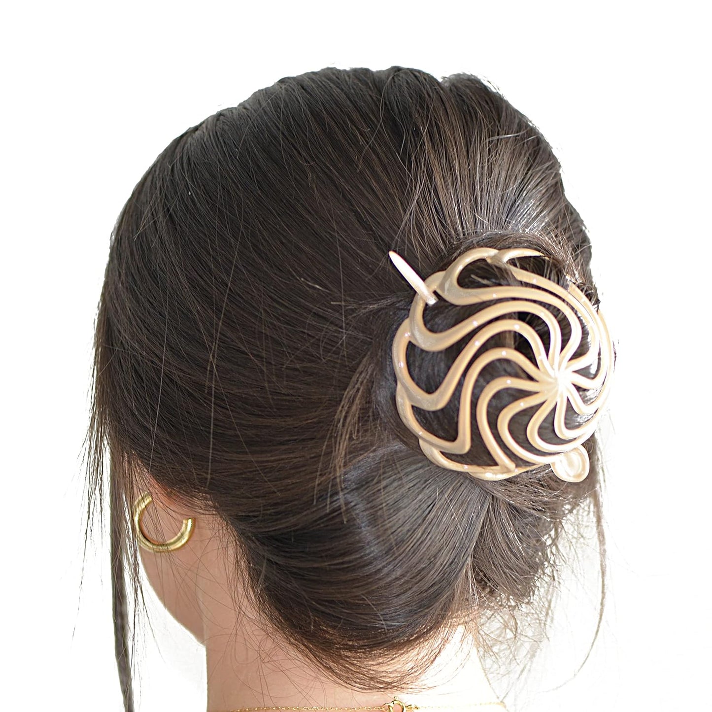 Camila Paris CP2891 French Hair Bun Clip Maker Cover Cap Holder, Beige, Round Dome Bun Hair Clip for Women Hair Updo, Styling Hair Bun Accessories for Women, No Slip and Durable, Made in France