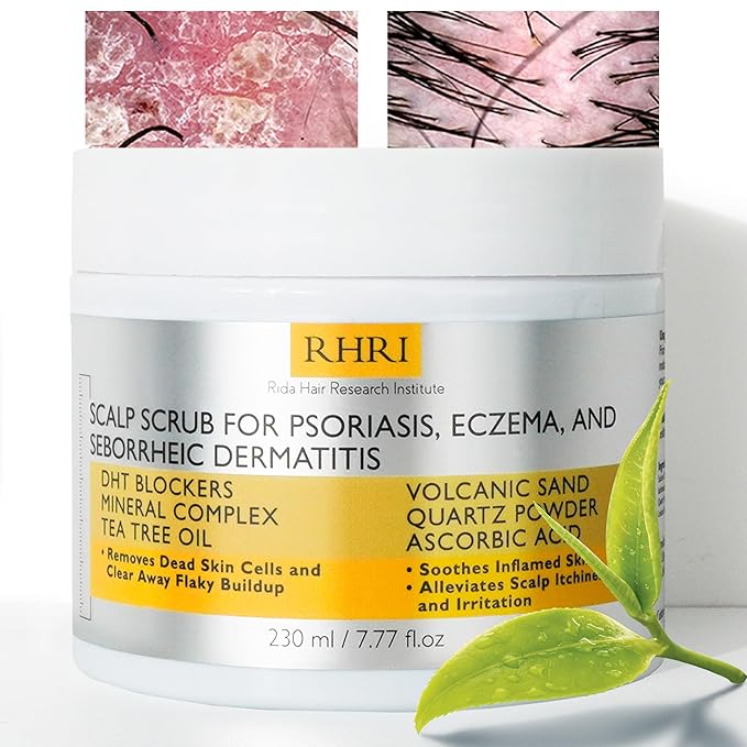 Anti Fungal Pre Shampoo Scalp Scrub for Psoriasis, Eczema & Seborrheic Dermatitis | DHT Blockers, Mineral Complex & Tea Tree Oil | Soothes Scalp and Promotes Hair Growth for Men & Women