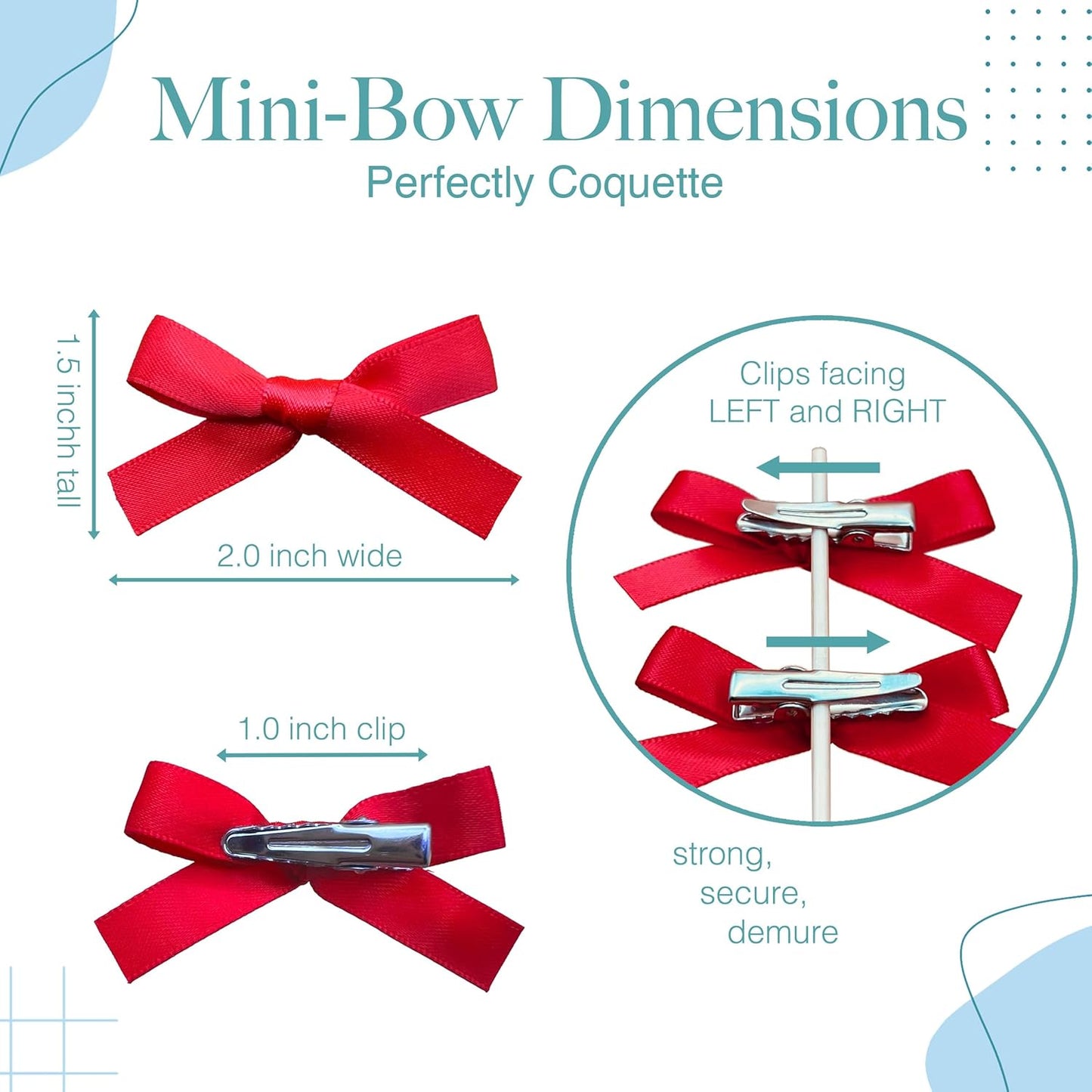 24 PCS Small Hair Ribbon Bow Clips for Women, Girls, Teens, Toddlers, Baby, Romantic Red Blue Green Brown Coquette Barertte Hair Clips Accessories