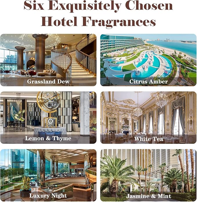 AmaKane Fragrance Oils, Hotel Home Collection Diffuser Oil, Fragrance Oil for Candle Making, Soap Scents for Making Soap, Essential Oils Set 6x10ml, Luxury Night, White Tea&Thyme, Jasmine&Sandal, More