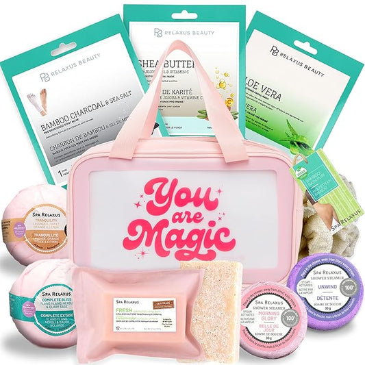 Spa Gift Baskets For Women - Premium Spa Gifts With Cosmetic Bag, Bath Bombs, Handmade Spa Sets - Mom Gifts, Birthday Gift Basket For Women