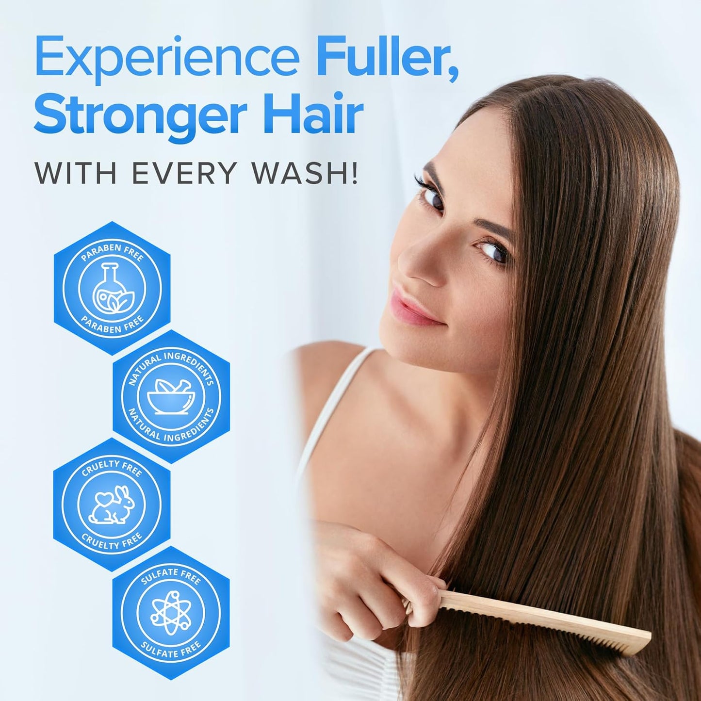 Hair Growth Shampoo for Thinning Hair and Hair Loss - Volumizing and Thickening Sulfate-Free Formula for Men and Women - Enhances Shine and Body for Color-Treated Hair with Aloe Vera (8oz)