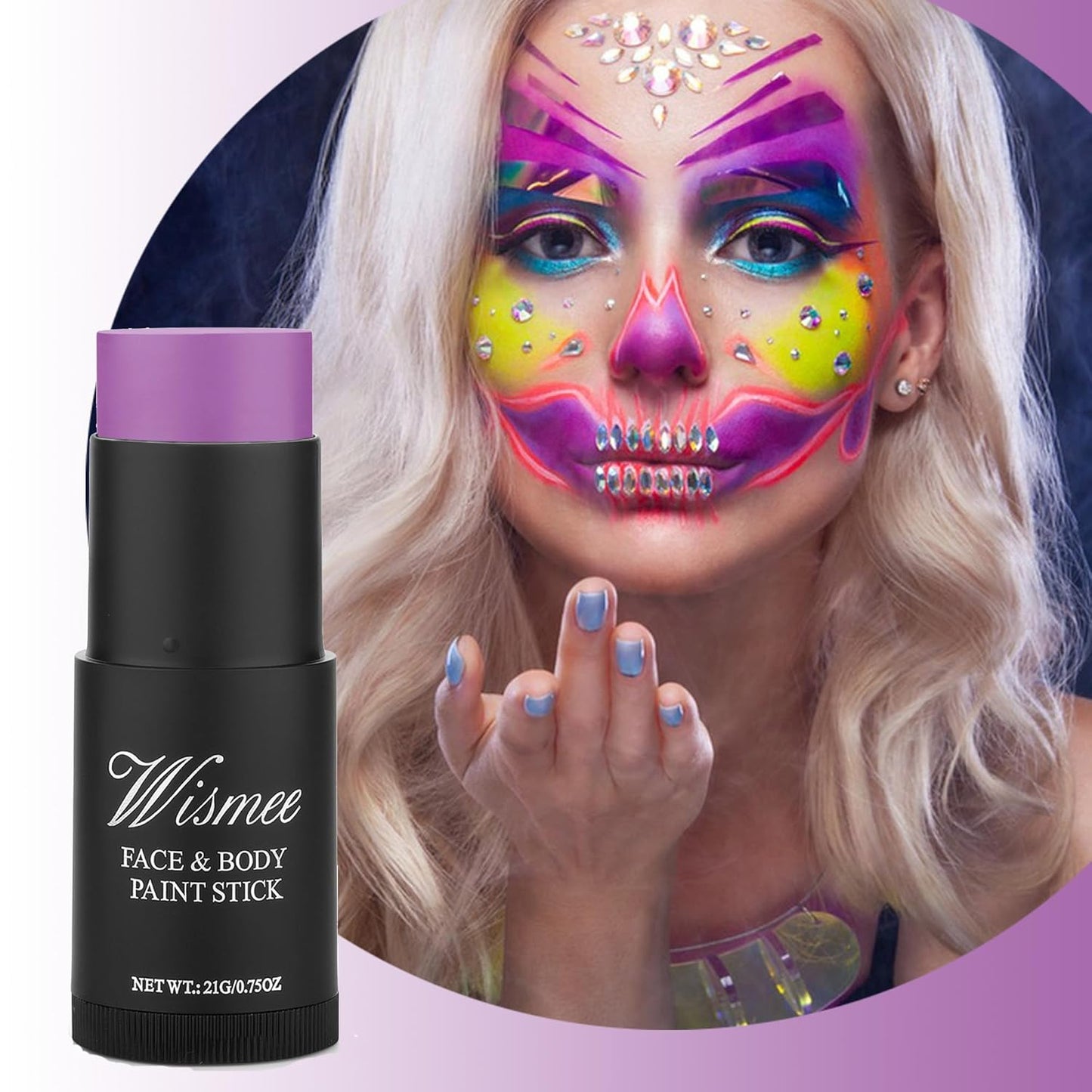 Purple Face Paint Stick,Purple Eye Black Stick Baseball Football Football (0.75Oz) Non-Toxic Oil Based Face Makeup Body Paint High Pigmented for Halloween Special Effect Sfx