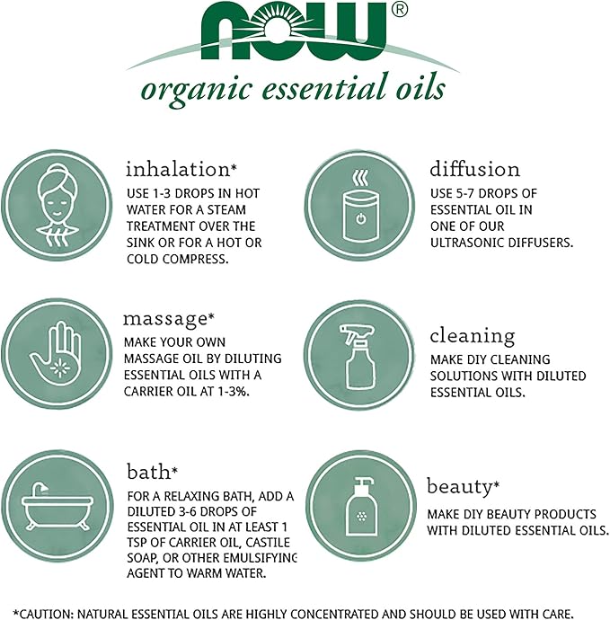 NOW Foods Essential Oils, Peppermint Roll-On, Certified Organic, Energizing Blend, Steam Distilled, Topical Aromatherapy, 10-mL