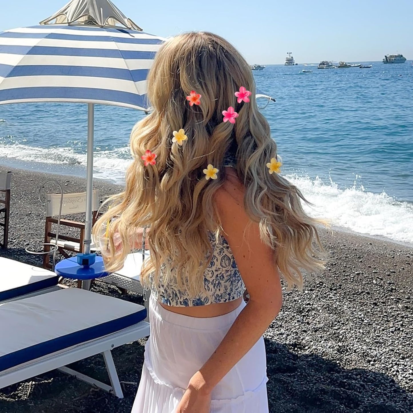 Flower Hair Claw Clips-4PCS Small Claw Clips for Thick/Thin Hair Claws,Strong Hold Nonslip Cute Hair Clips for Women Girls,Hawaiian Hair Accessories Holiday Gifts