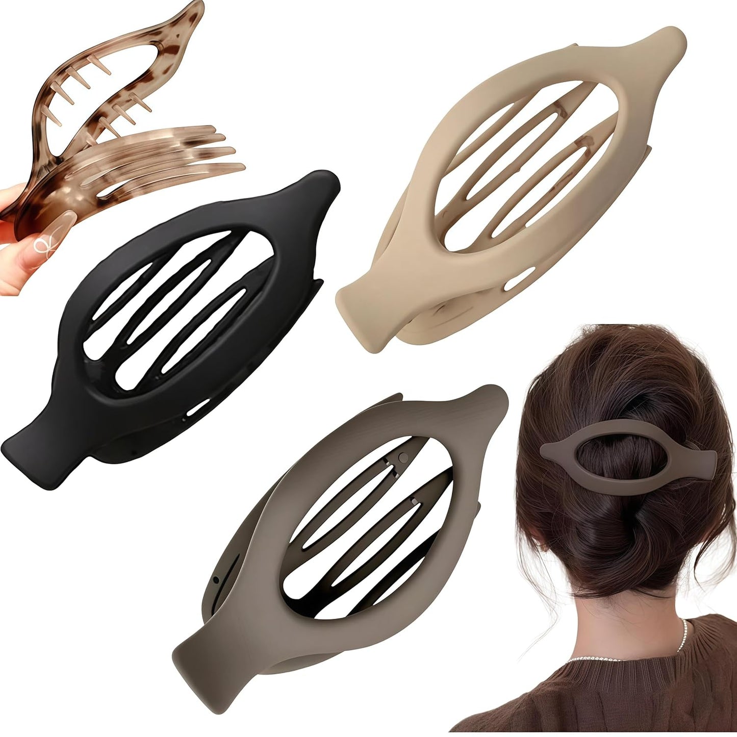 Flat Hair Clips for Women - 2026 New Flat Claw Clips for Women Duckbill Hair Clips for Thick or Thin Hair, No-Slip Grip Hair Styling Accessories for Daily Use Women & Girls (3 Pcs B)