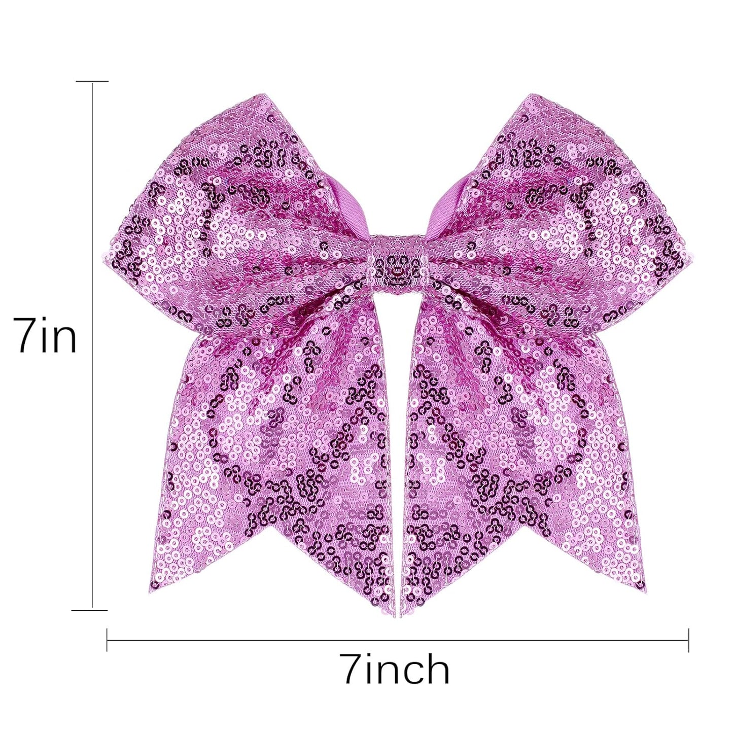 Large Big 7 Inch Glitter Bow Clip Sequin Bling Party Hair Accessories for Women Teens Girls Kids 2 Pcs (Pink, Light Purple)