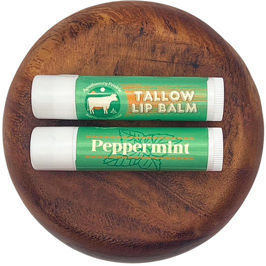Tallow Lip Balm with Grass-fed and Finished Tallow, Organic Beeswax and Natural Peppermint Oil - Handmade With Only 3 Ingredients To Lock In Soothing Moisture (Peppermint) - 2 Pack