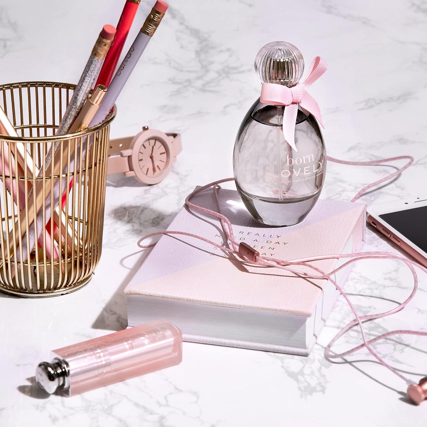 SJP Born Lovely Lush, Sweet, Elegant Amber Floral Eau De Parfum Spray Fragrance for Women - Mandarin, Peony, Honeysuckle, and Freesia - Intense, Long Lasting Scent - 1.7 oz