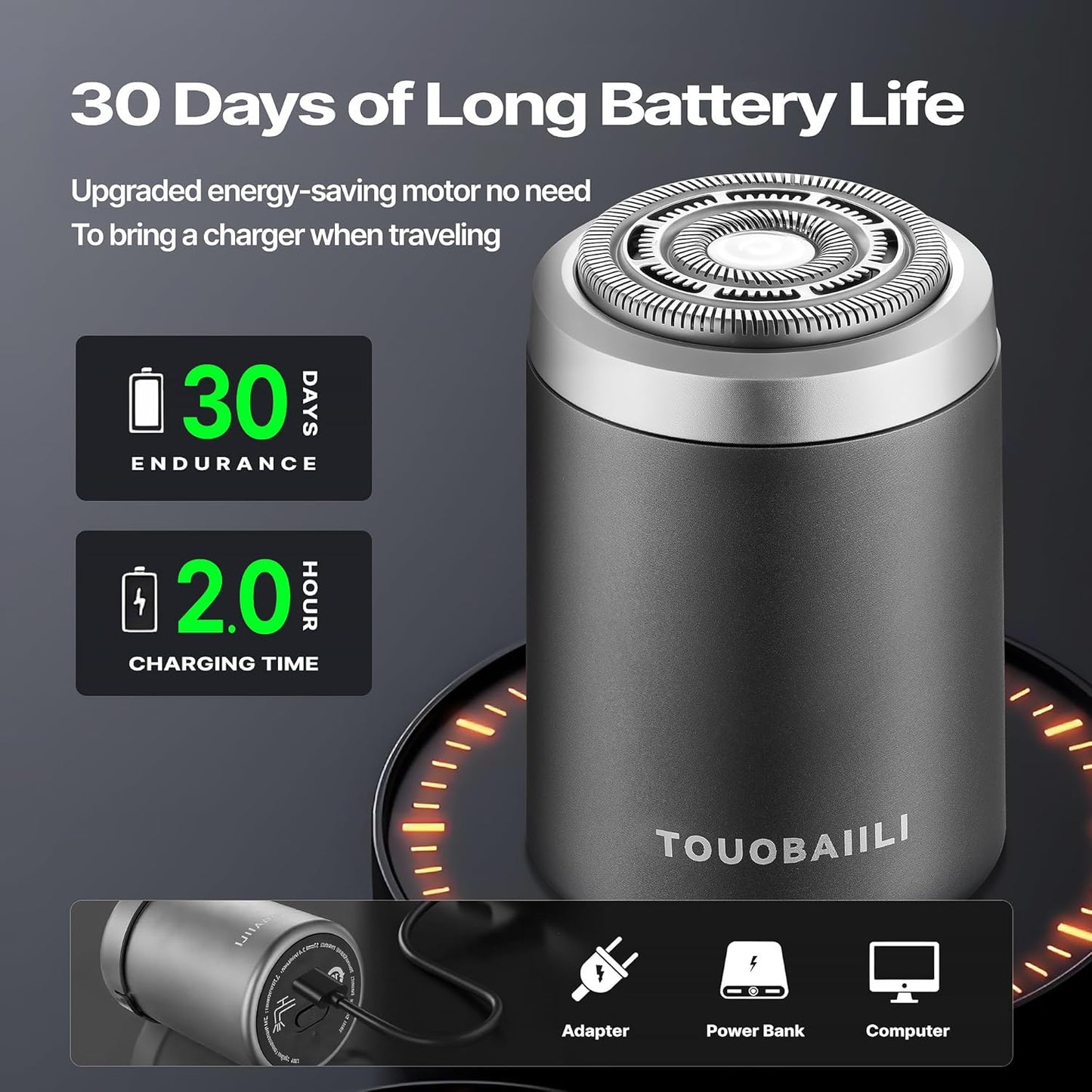 Electric Foil Shaver for Men, IPX7 Waterproof Cordless Razor – Mini Travel Shaver for Face & Body, USB-C Fast Charging, Wet/Dry Shower Use, Portable Electric Razor for Sensitive Skin