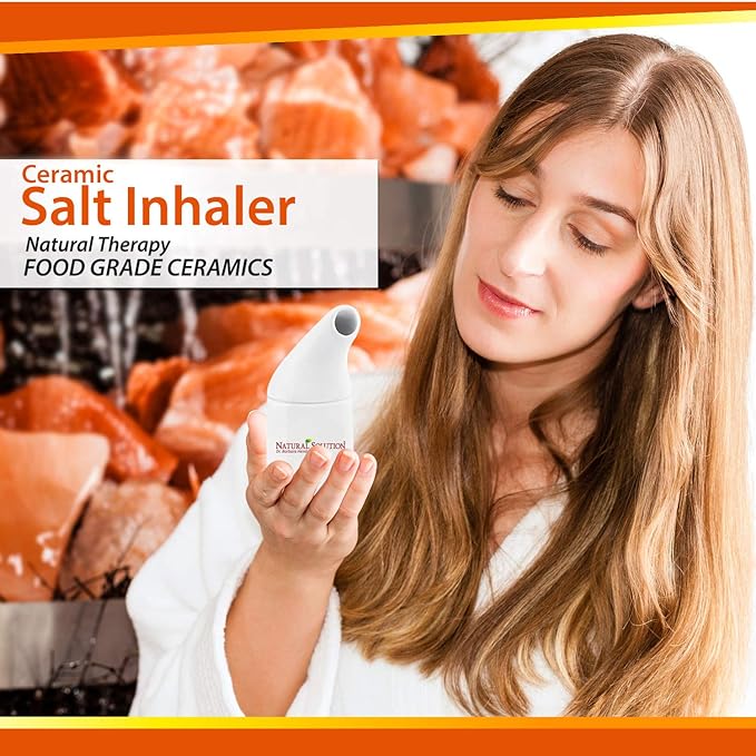 Himalayan Pink Salt, Ceramic Salt Inhaler with Natural Rose Facial Tissue, 1.9 Lbs
