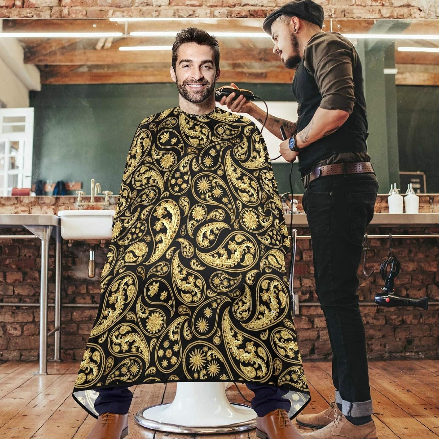 visesunny Professional Barber Cape Polyester Hair Cutting Clippings Catcher Grooming Cape Apron for Shaving Trimming For Men