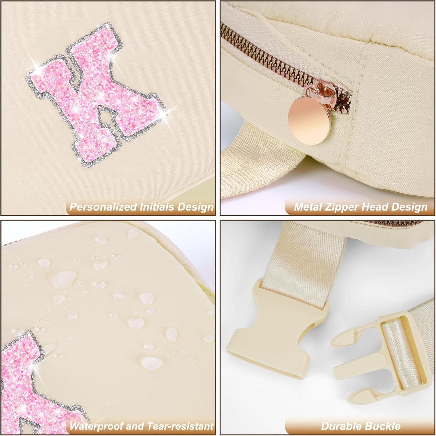 Fanny Pack Belt Bag Crossbody Bags with Initials Letter Patch Trendy Stuff for Teens Cute Stuff Birthday Gifts for Teenager Girls | Khaki,Initial K