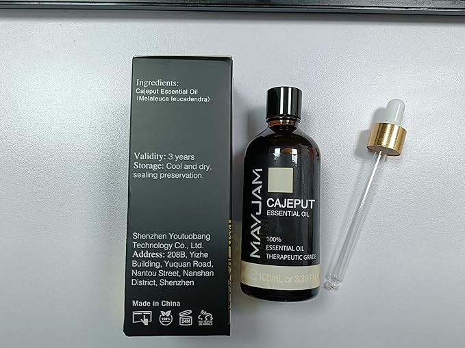 Cajeput Essential Oil, 3.38FL.OZ Pure Essential Oils with Glass Dropper, Large Volume Cajeput Oil, Perfect for Massage, DIY Candle and Soap Making（100ML)