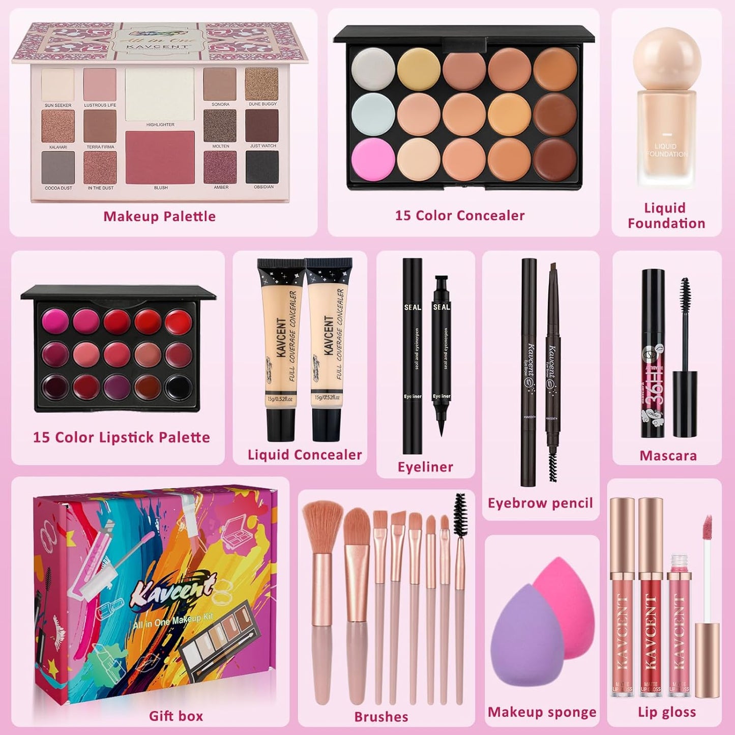 Makeup Kit for Women Teens full Kit Makeup set for Teens Teenagers 14-16 Eyeshadow Foundation Makeup Gift set for Women Makeup Kits for Teen Girls