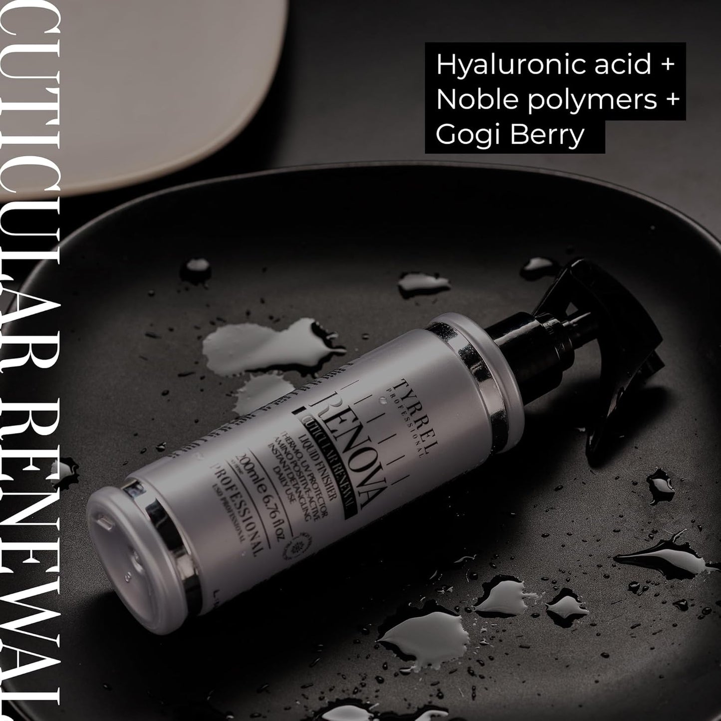 Renova Renewal Finishing Serum 6.76 fl oz – Leave-In Heat Protectant for All Hair Types – Smooths, Controls Frizz, and Supports Styling – Lightweight Formula – Floral Scent – Tyrrel