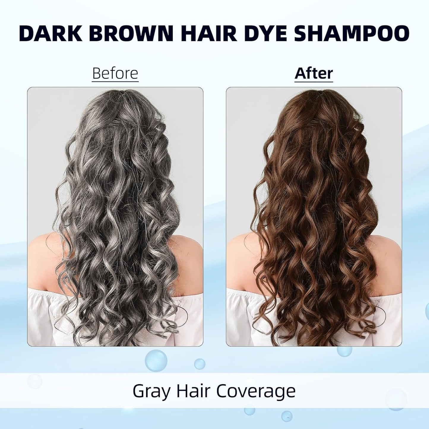Ivnil Dark Brown Hair Dye Shampoo 3 in 1 for Women/Men Hair Color for Grey Coverage Seimi Permanent Instant Champu Para Canas Mujer for Men