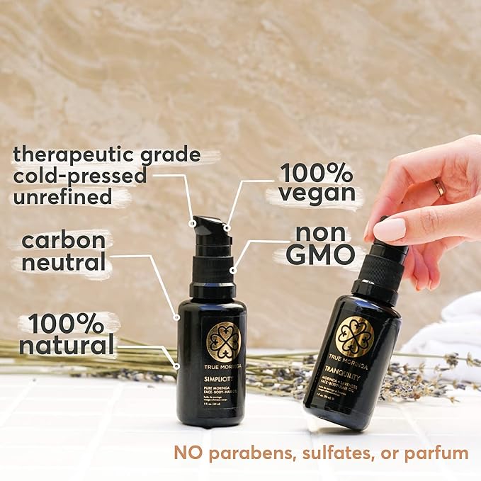 True Moringa Oil - 100% Pure Cold-Pressed Moringa Oil For Face, Body, Hair (30ml) - Alive, Lemongrass