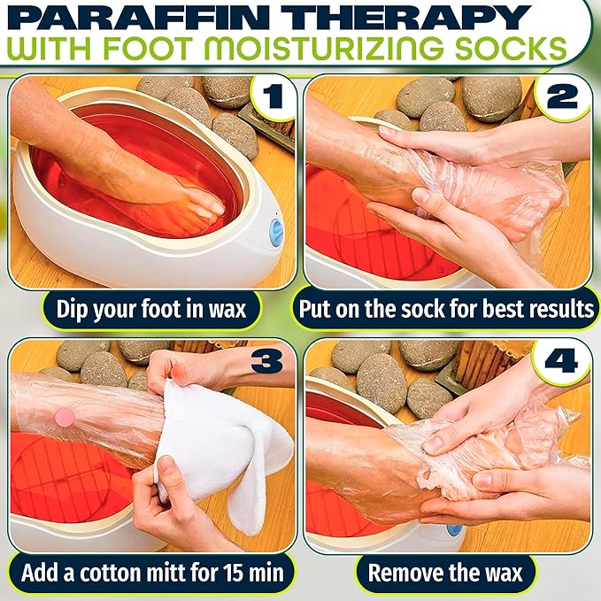 200 Pcs Plastic Foot Covers for Feet – 13 USA Leak-Proof, Durable, Ribbed Anti-Slip Design with 200 Stickers for Snug Closure – Plastic Socks for Moisturizing Feet, Great for Wax Foot Care & Hydration