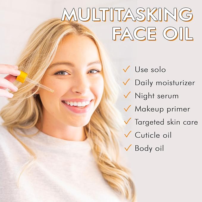 USDA Organic Face Oil - USA Made with Natural Ingredients, Anti Aging Formula for Acne-Prone & Oily Skin, Facial Oil with Vitamin E, Rosehip, Argan & Jojoba Oils for Sensitive Skin, Eczema & Rosacea
