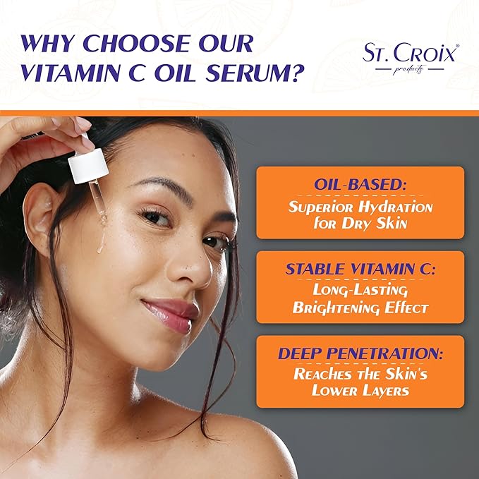Vitamin C Brightening Facial Oil for Aging and Dry Skin with Matrixyl 3000 & Hyaluronic Acid