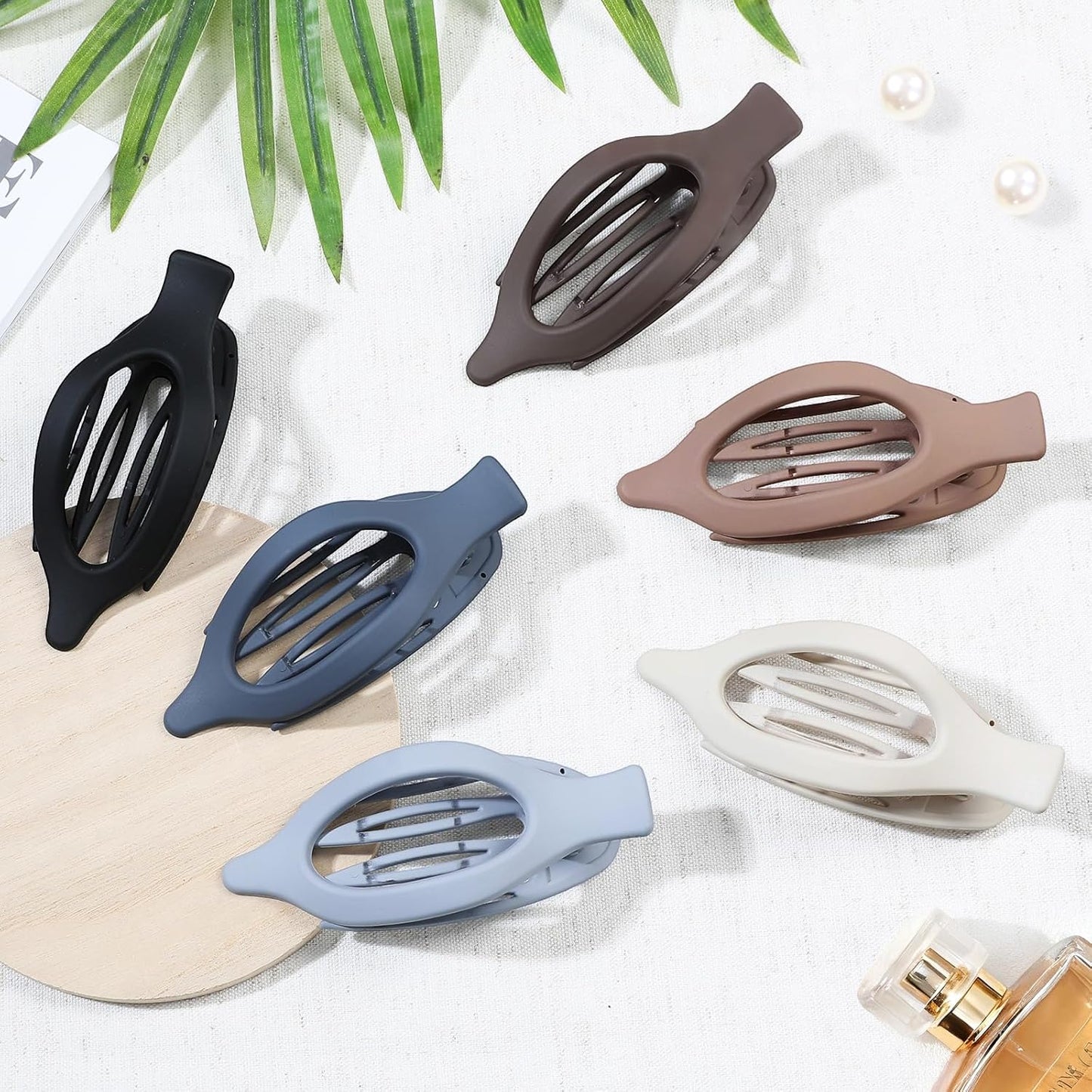 Flat Hair Clips for Women - 6 PCS French Flat Claw Clips Medium Hair Clips for Girls Large Hair Claw Clips for Thick or Thin Hair Strong Hold No Slip Hair Accessories for women (Brown Grey)