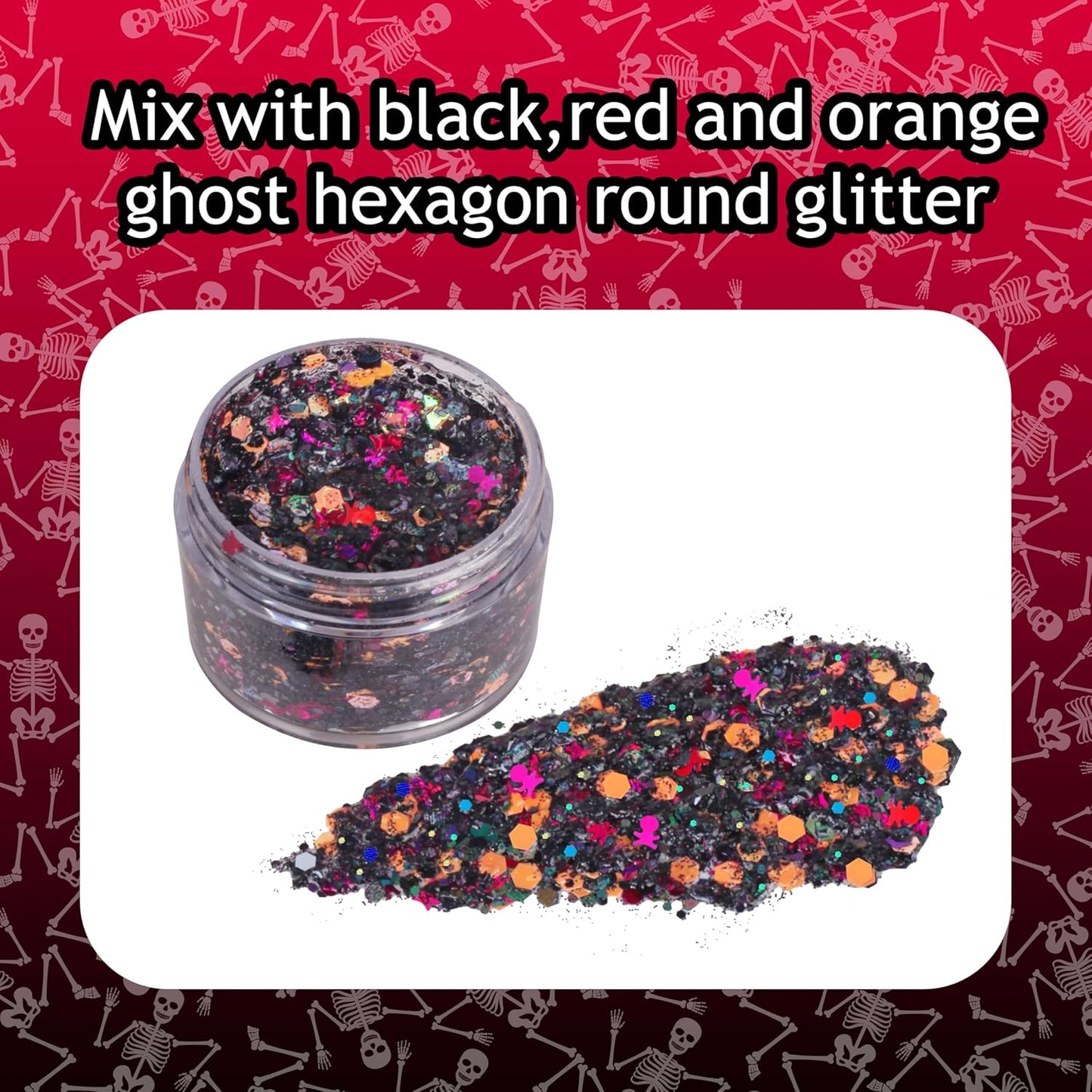 Halloween Black Red Face Glitter Gel,Carnival Festival Rave Accessories Sequins Body Glitter Paint for Hair Lip Eye Clavicle,Singer Concerts Chunky Hair Sparkles for Kids and Women