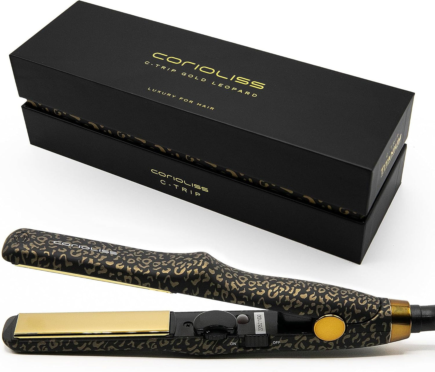 CORIOLISS C Trip Mini | Hair Straighteners for Women | Titanium| Flat Iron | Professional with Temperature Control (Leopard Gold Soft Touch)