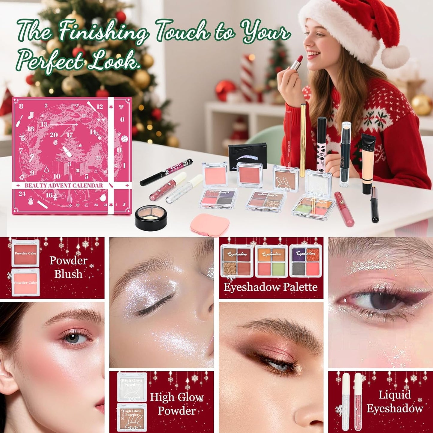 Makeup Advent Calendar 2025 for Teen Girls & Women，24 Days Christmas Countdown Calendar Makeup Gift Set, 2025 Xmas Gift Surprise Box Calendar Full Beauty Kit