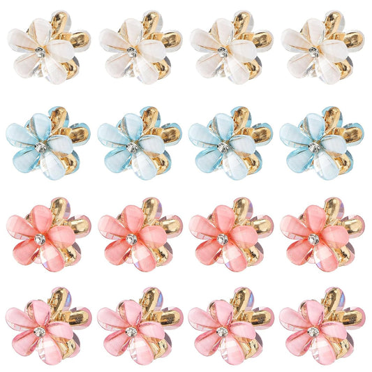 Small Flower Hair Clips for Women 16PCS Colourful Mini Crystal Flower Claw Clips for Thin/Thick Curly Hair Non Slip Bangs Pins(16PCS-Style 6)