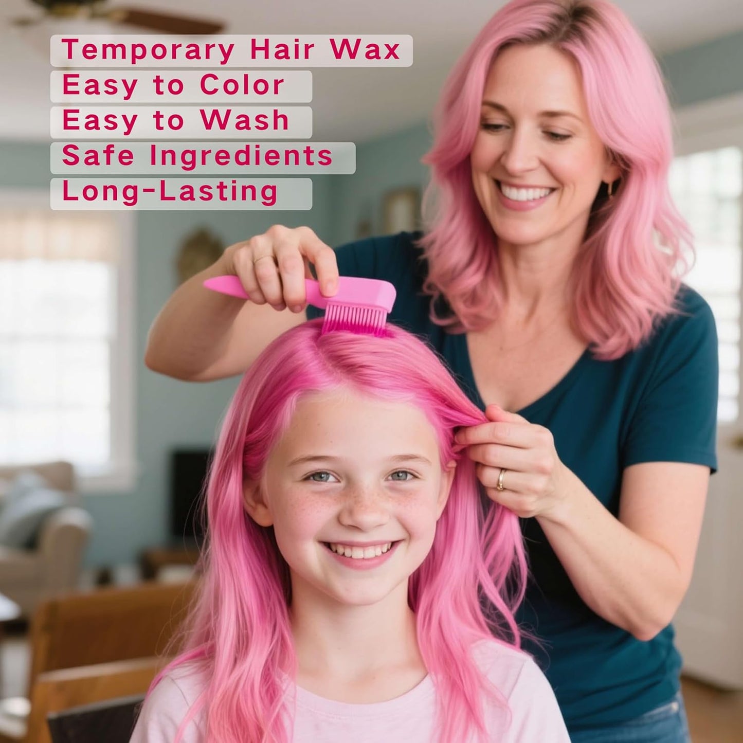 Pink Temporary Hair Color Dye for Kids Girls,Washable Temporary Hair for Halloween,Instant DIY Hair Dye Coloring Gel Cream for Cosplay Carnival Sport Events Birthday Party