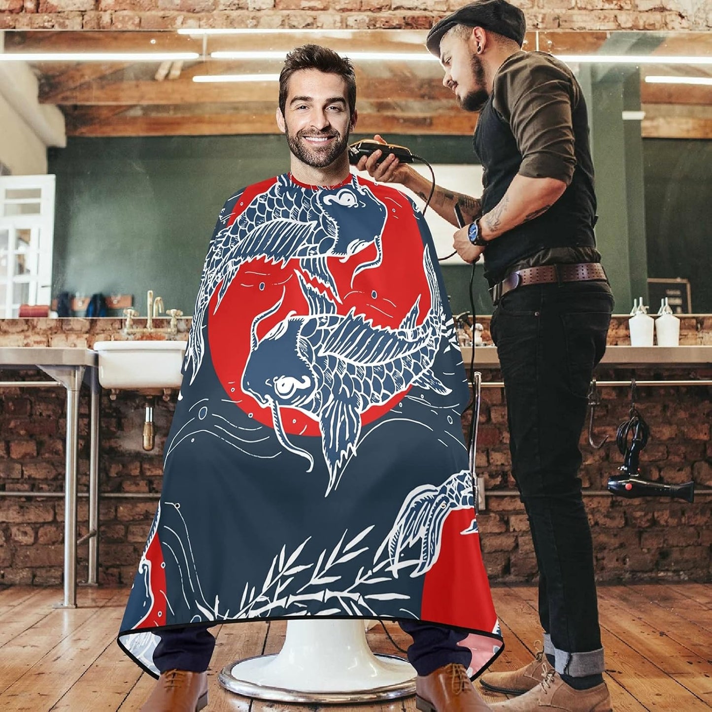 visesunny Professional Barber Cape Polyester Hair Cutting Clippings Catcher Grooming Cape Apron for Shaving Trimming For Men