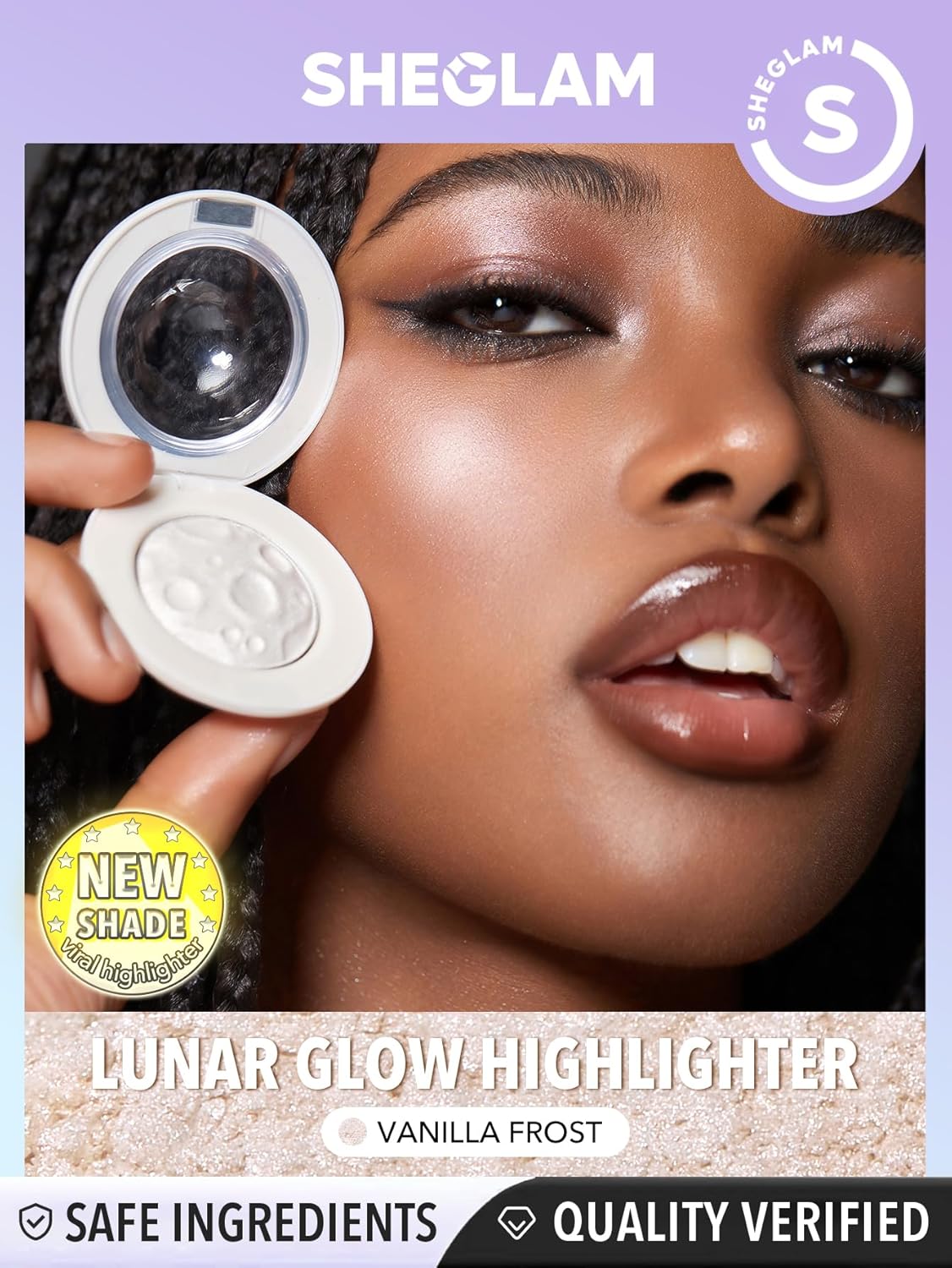 SHEGLAM Lunar Glow Highlighter Face Highlighter Multichrome Glitter Shimmer Highlighter Makeup Eye Face Body Highlighter Illuminator, Silky Creamy Eyeshadow-Vanilla Frost