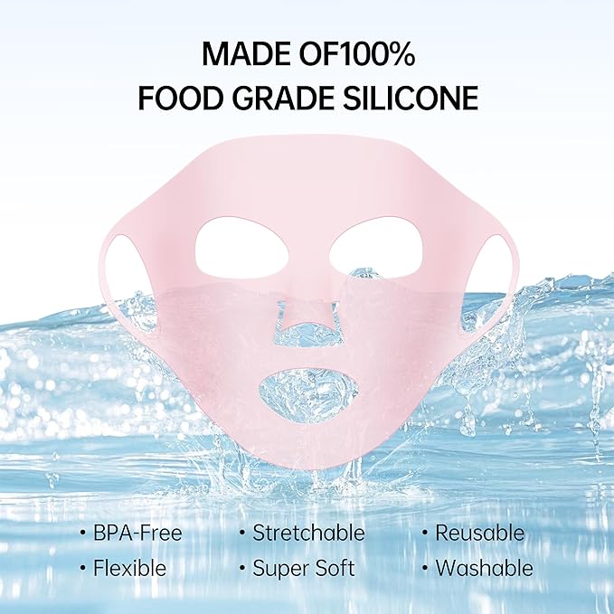 4 Pack Silicone Face Mask Holder for Sheet Masks,Moisturizing Facial Mask Cover,Prevent Evaporation,Beauty Face Tool,Travel Pouch,Reusable Anti-Wrinkle Silicone Face Mask